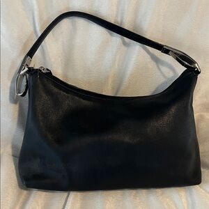 DKNY Black Leather Shoulder Bag vintage Y2K classic staple silver hardware